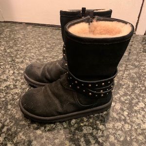 Black suede Uggs with bronze studs, size 9